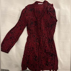 Red Haute Tie-neck Animal Print Dress Wine Print. Worn once. Size xs